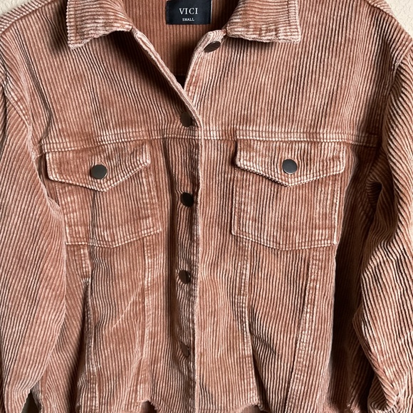 Vici Womens Small Camel Color Distressed Paddington Cotton Corduroy Jacket Boho - Picture 3 of 9